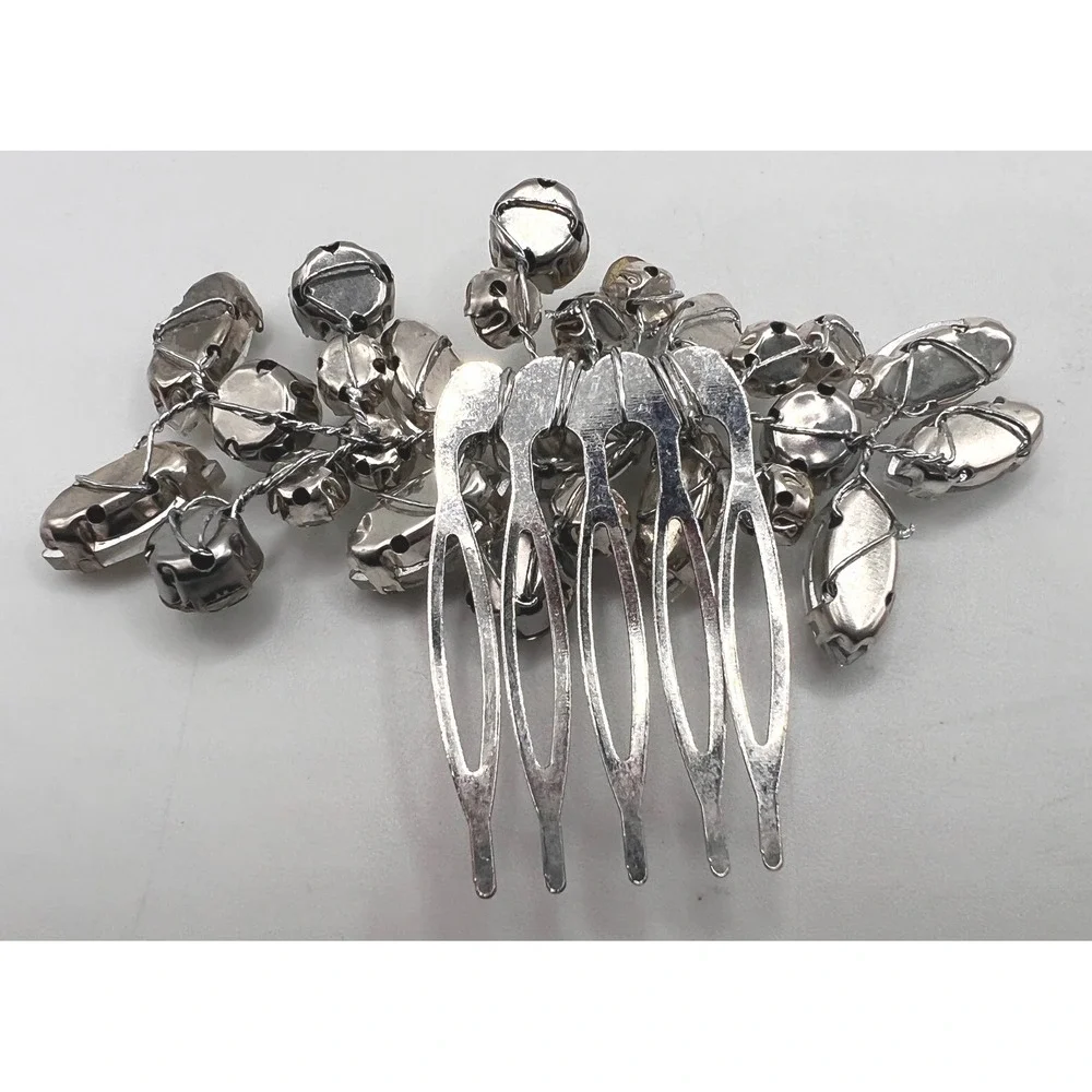 Large Vintage‎ Rhinestone Bridal Pageant Hair Comb Silver Tone Statement Updo